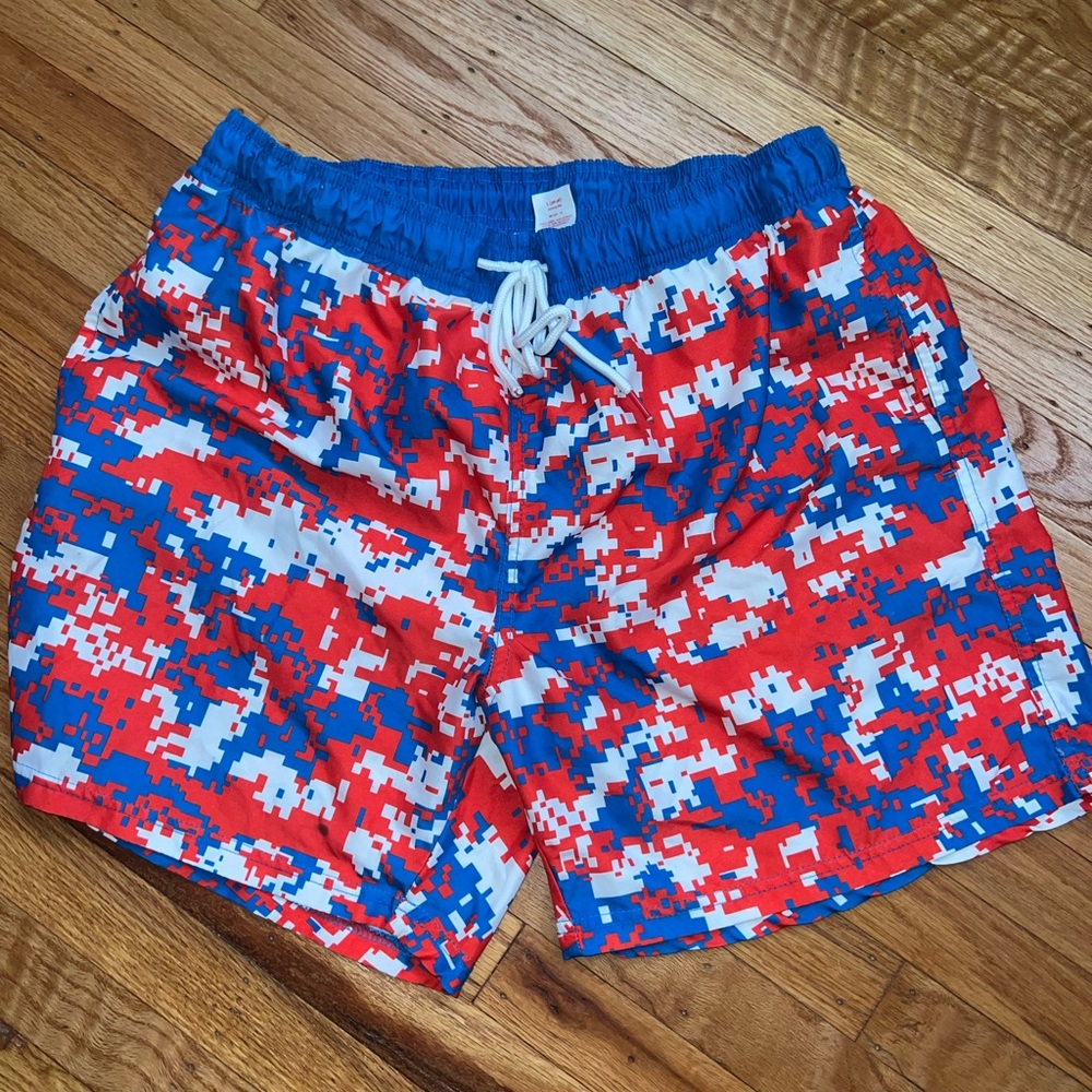 Men's Red and Blue Swim Shorts
